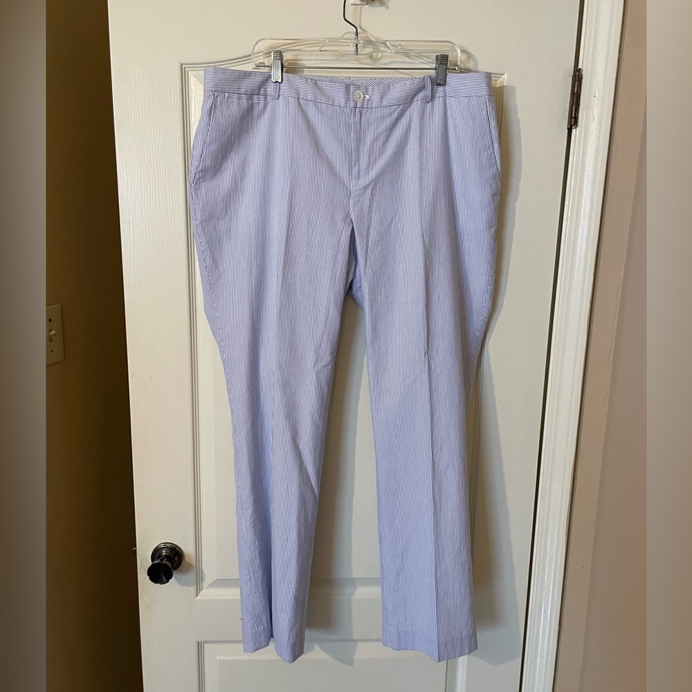 Lauren Ralph Lauren Women’s Size 16 Edita Blue White Striped Cotton Lined Pants